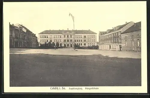 AK Colditz i. Sa., Sophienplatz, Bürgerschule