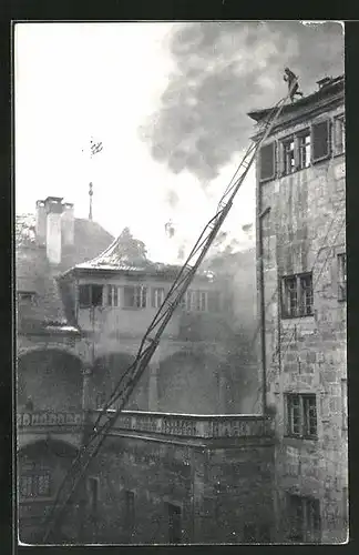 AK Stuttgart, Brand des Alten Schlosses 1931