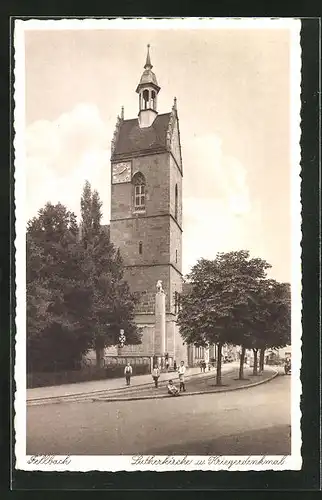 AK Fellbach, Lutherkirche u. Kriegerdenkmal