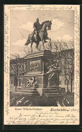 AK Karlsruhe, Kaiser Wilhelm-Denkmal