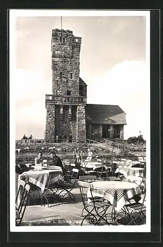 AK Hornisgrinde /Schwarzwald, Aussichtsturm mit bestuhlter Terrasse