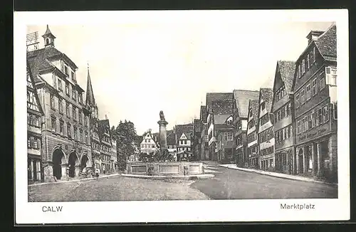 AK Calw, Brunnen auf dem Marktplatz
