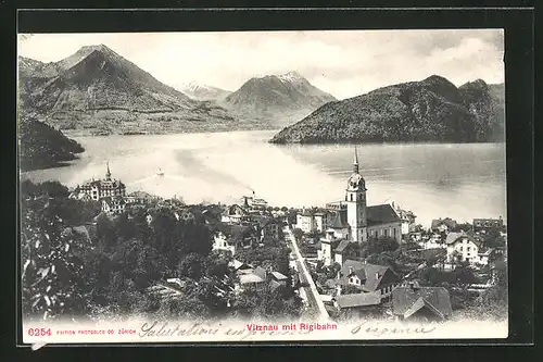 AK Vitznau, Teilansicht mit Rigibahn