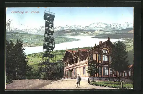 AK Zürich, Restaurant und Aussichtsturm auf dem Uetliberg