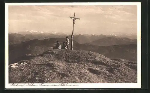 AK Fellhorn, Flurkreuz auf dem Gipfel mit Blick auf Hohen Tauern