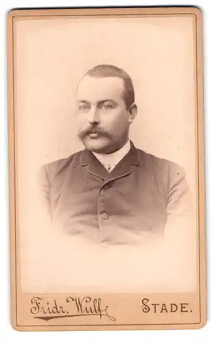 Fotografie Fridr. Wulf, Stade, Kl. Schmiedestr., Portrait charmanter junger Mann im eleganten Jackett