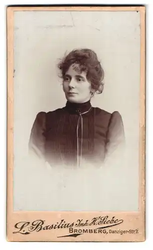 Fotografie L. Basilius, Bromberg, Danzigerstr. 7, Portrait brünette Schönheit mit eleganter Halskette