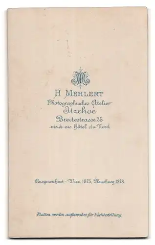 Fotografie H. Mehlert, Itzehoe, Breitestr. 25, Portrait Soldat in Uniform mit Zwirbelbart und Locken