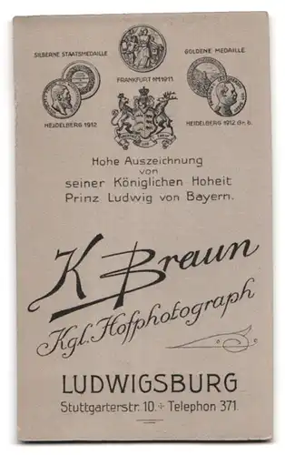 Fotografie K. Braun, Ludwigsburg, Portrait Soldat Erwin in Uniform Rgt. 170 mit Krätzchen