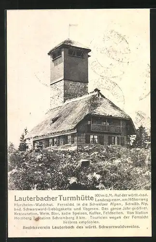 AK Lauterbach, Lauterbacher-Turmhütte auf der württ.-bad. Landesgrenze