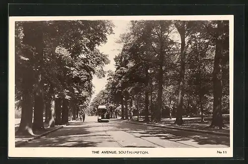 AK Southampton, The Avenue, Strassenbahn