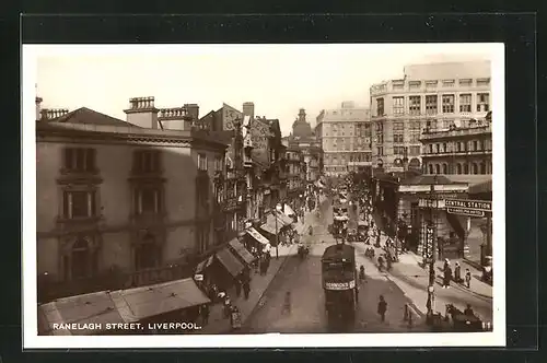 AK Liverpool, Ranelagh Street, Strassenbahn