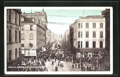AK Glasgow, Argyle Street and Tramway, Strassenbahn