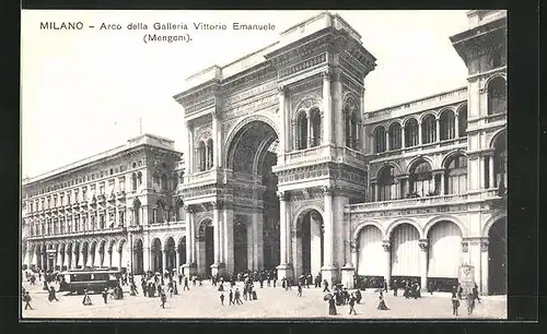 AK Milano, Arco della Galleria Vittorio Emanuele e Tramway, Strassenbahn