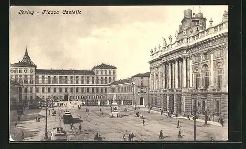 AK Torino, Piazza Castello e Tramway, Strassenbahn