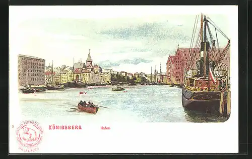 Lithographie Königsberg, Hafenansicht