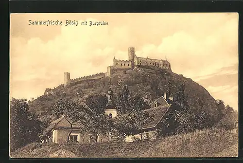 AK Bösig, Blick auf die Burgruine