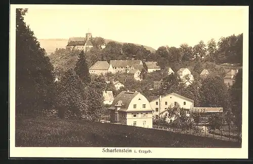 AK Scharfenstein / Erzgeb., Blick von der Bergwiese