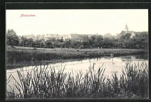 AK Mutzschen, Blick über den Fluss zum Ort