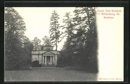 AK Waldenburg i. S., Badehaus im Fürstl. Park Grünfeld