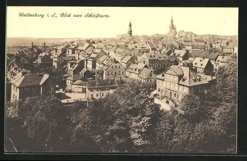 AK Waldenburg i. S., Panoramablick vom Schlossturm