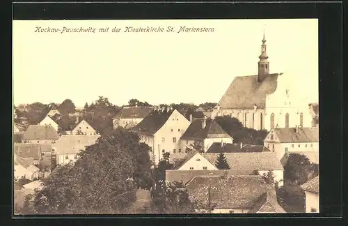 AK Kuckau-Pauschwitz, Teilansicht mit Klosterkirche St. Marienstern