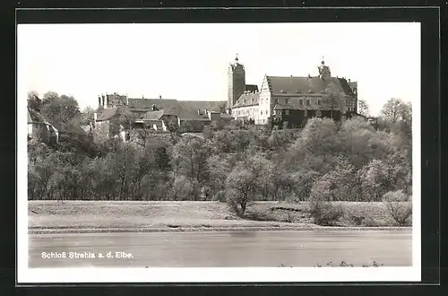 AK Strehla / Elbe, Schloss von der Wasserseite gesehen