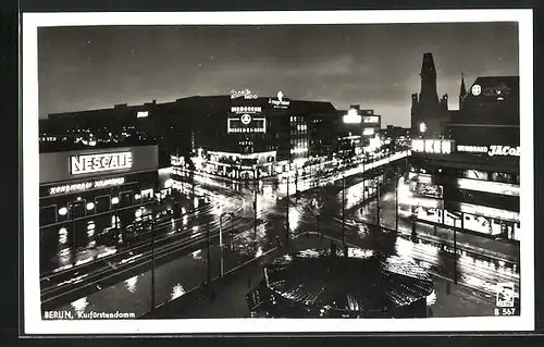 AK Berlin-Charlottenburg, Kurfürstendamm in der Nacht