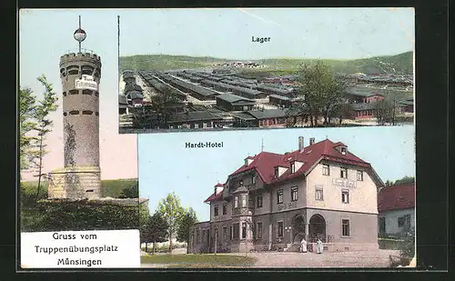 AK Münsingen, Truppenübungsplatz, Lager und Hardt-Hotel