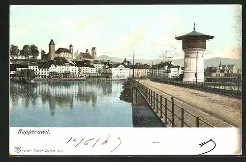 AK Rapperswil, Blick von der Brücke auf den Ort