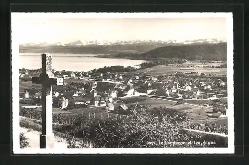 AK Landeron, Vue Generale et les Alpes