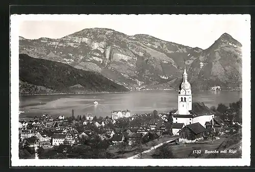 AK Buochs, Ortsansicht mit Rigi