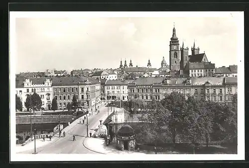 AK Königgrätz / Hradec Kralove, Teilansicht aus der Vogelschau