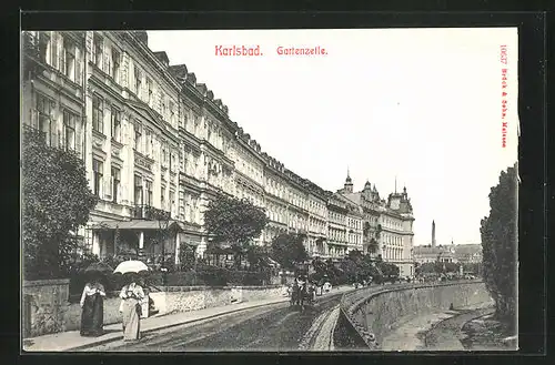 AK Karlsbad, Promenade Gartenzeile