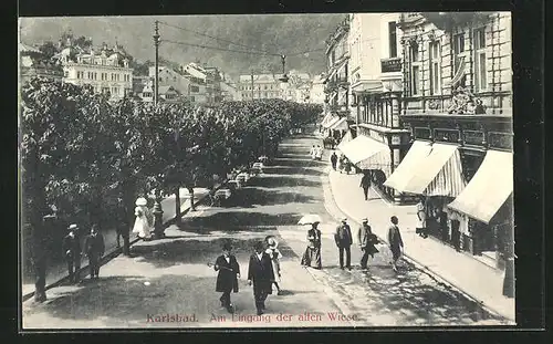 AK Karlsbad, am Eingang zur alten Wiese