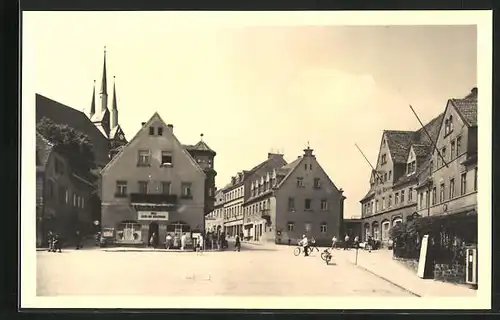 AK Lommatzsch i. Sa., Motiv vom Marktplatz