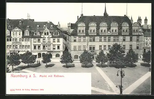 AK Naumburg / Saale, Markt mit Rathaus und Loewen-Apotheke