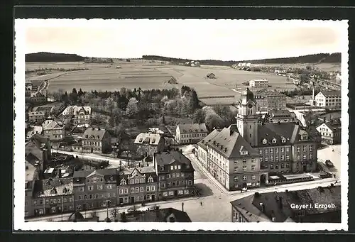 AK Geyer / Erzgeb., Teilansicht aus der Vogelschau