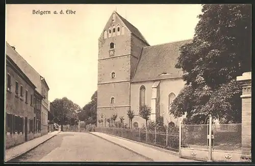 AK Belgern / Elbe, an der Kirche