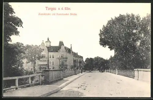 AK Torgau / Elbe, Zietenbrücke und Domnitzscher Strasse