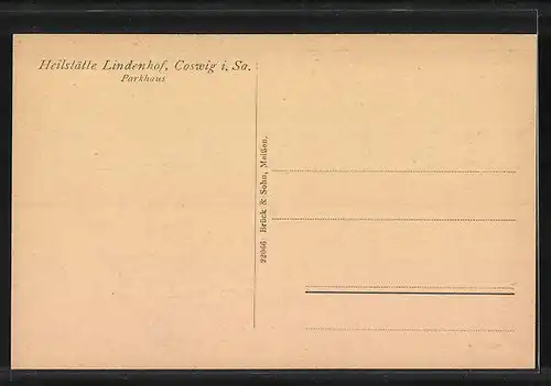 AK Coswig i. Sa., Parkhaus der Heilstätte Lindenhof