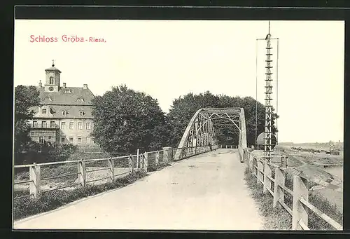 AK Riesa, Blick zum Schloss Gröba