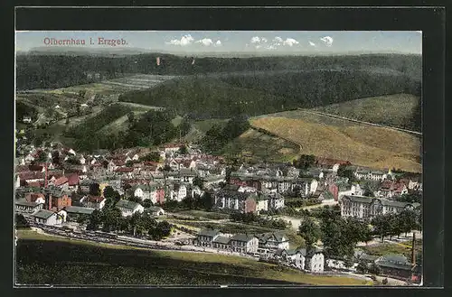 AK Olbernhau / Erzgeb., Panoramablick vom Berg