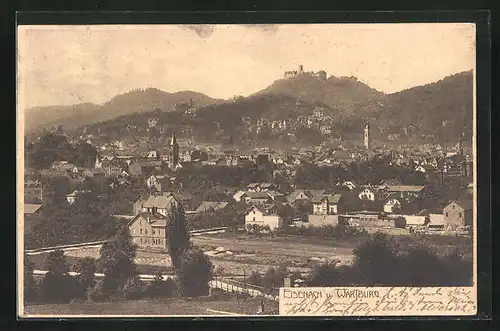 AK Eisenach, Totalansicht mit Wartburg