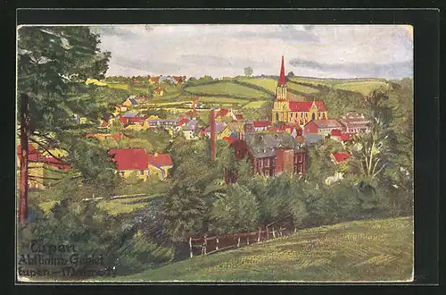 Künstler-AK Eupen, Gesamtansicht