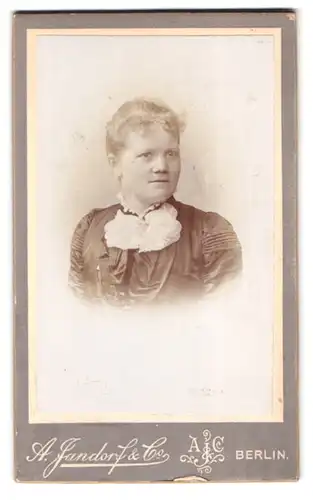 Fotografie A. Jandorf & Co., Berlin-C, Spittel-Markt 16-17, Portrait junge Dame mit zurückgebundenem Haar
