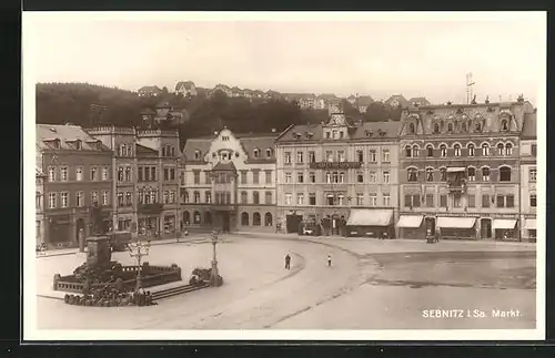 AK Sebnitz i. Sa., Markt mit Hotel Stadt Dresden