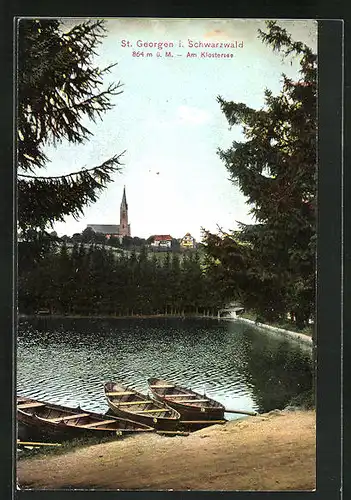 AK St. Georgen i. Schwarzwald, Am Klostersee mit Booten