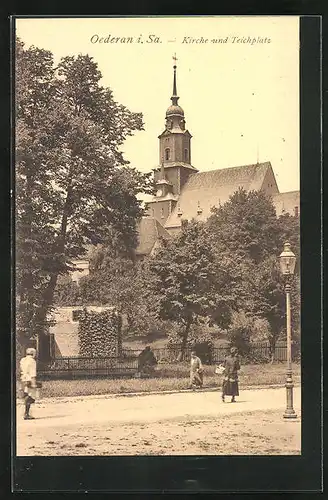 AK Oederan i. Sa., Kirche und Teichplatz