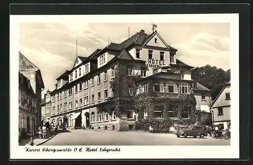 AK Schirgiswalde /O.-L., Hotel Erbgericht und Auto